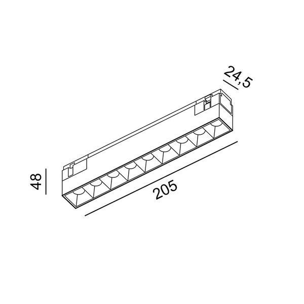Світильник LTX для трекових систем IN_LINE COMFORT 205 DALI 4x, L205mm, W24.5mm, H48mm, LED 12W, 4000К, білий (06.2051.12.940.WH.DALI.4x) 3904 фото