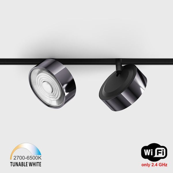 IN_LINE SOL TW, D95mm, H33mm, LED 13W, TW DIM: 2700K(881Lm)-6500K(1025Lm), 48V DС, IP20, diamond black/чёрный (06.9533.13.TW.DB/BK) фото Трековые системы 48V