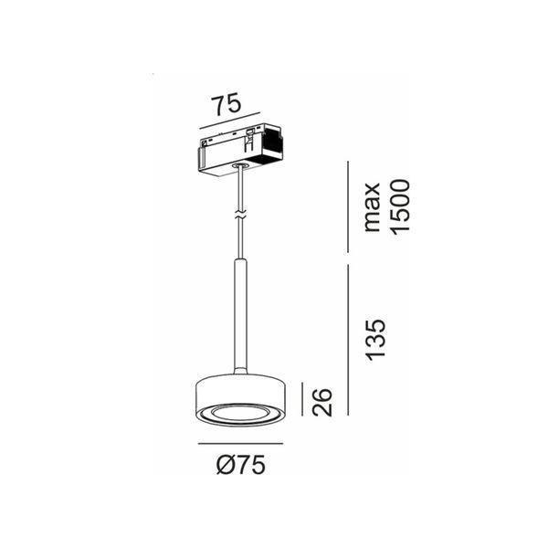 Світильник LTX для трекових систем IN_LINE SOL MINI P, D75мм, H135мм, LED 7W, 3000К, хром/чорний (06.7530.7.930.CR/BK) 3035 фото