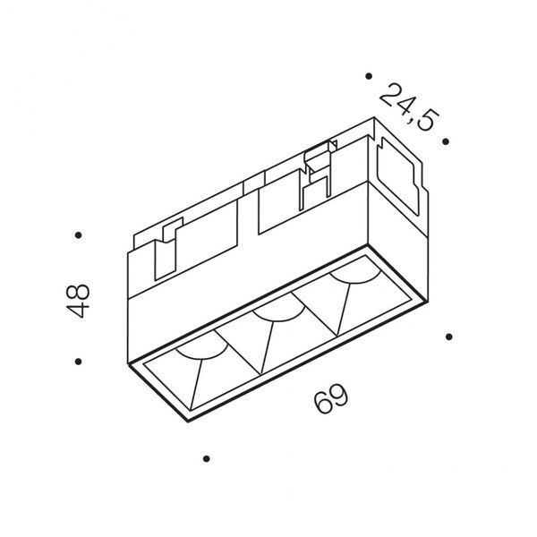 Світильник LTX для трекових систем IN_LINE COMFORT 69, L69mm, W24, 5mm, H48mm, LED 4W, 3000К, чорний (06.0691.4.930.BK) 00-00050369 фото